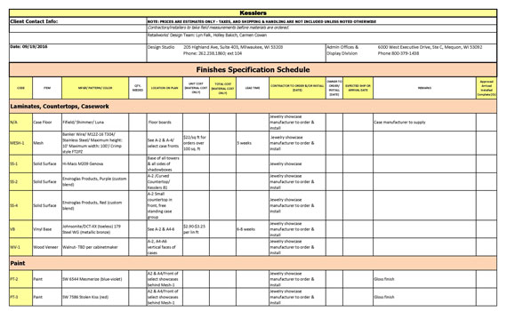 Example schedule