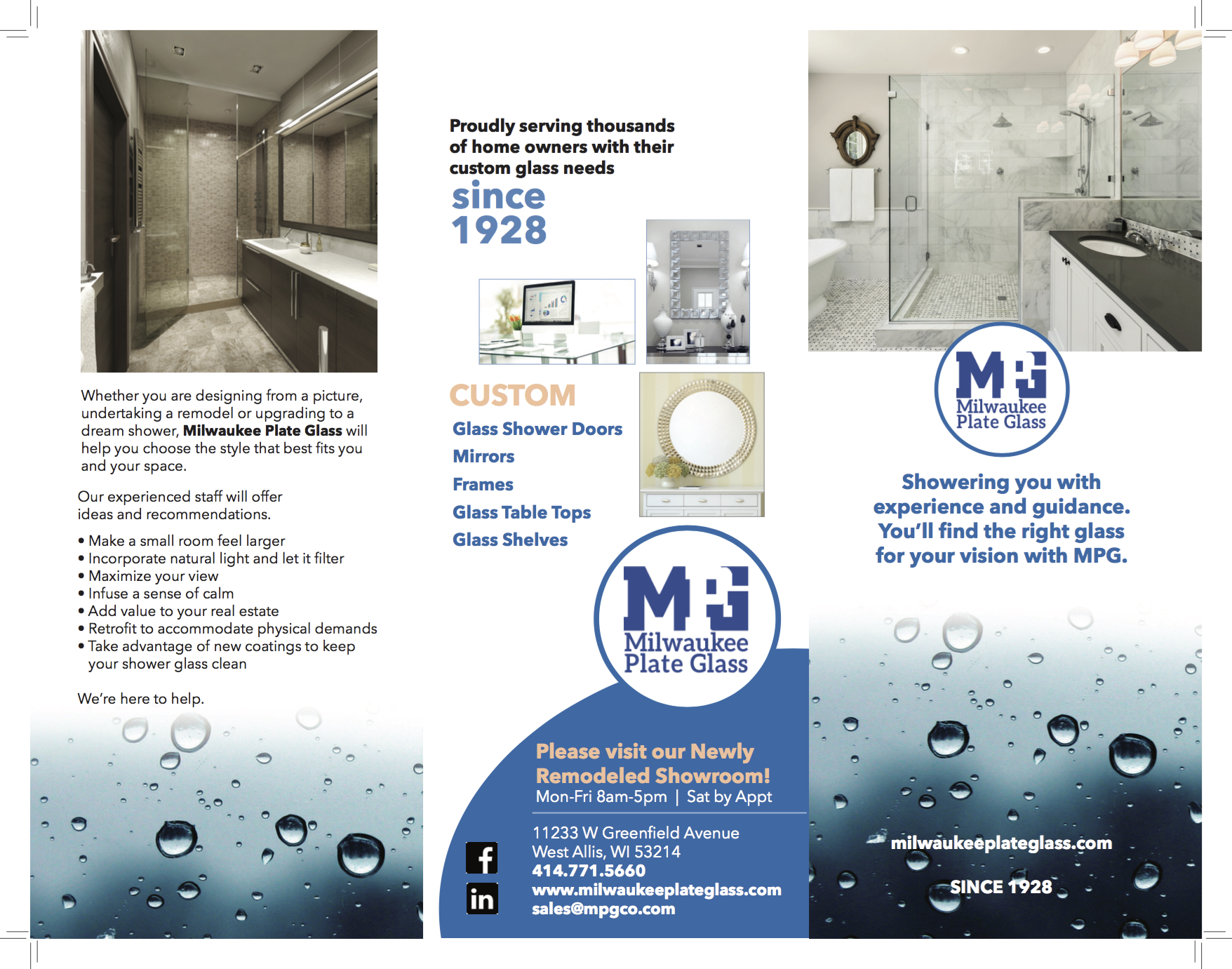 Milwaukee Plate Glass Shower Door brochure Branding and Marketing