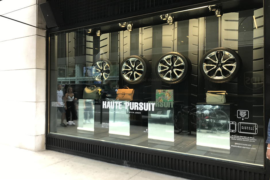 Window display in New York with tires
