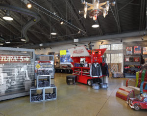 Displays in the interior of Road America racing retailer