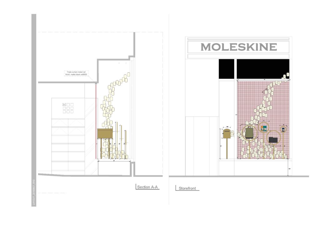 moleskine window display rendering