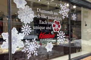 kesslers winter snowflake window display