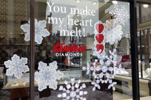 kesslers winter snowflake window display