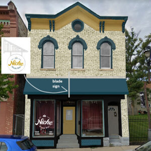 niche book bar storefront design