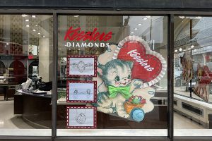 winter valentine window display