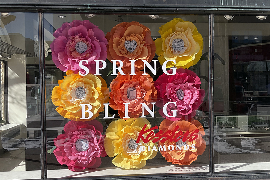 spring floral window display