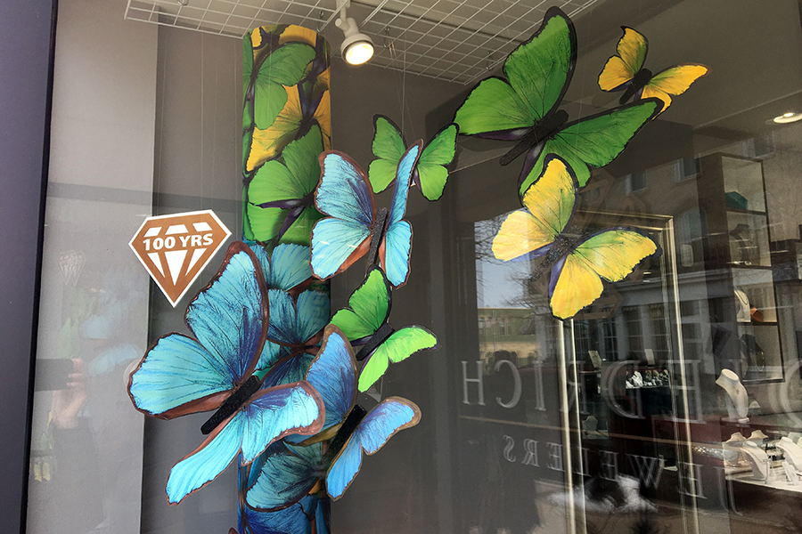 spring butterfly window display