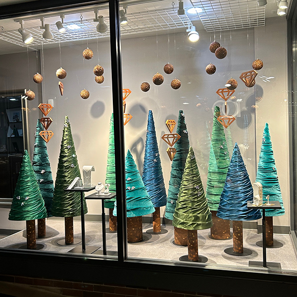holiday tree window display