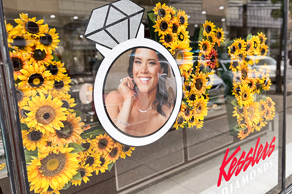 jewelry fall sunflower window display