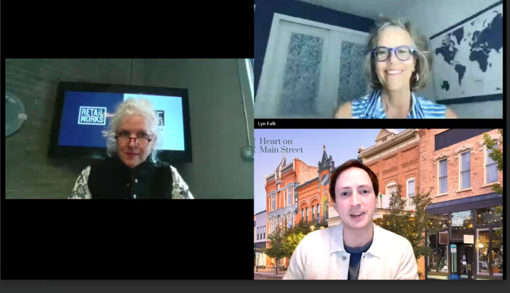 Screenshot of Heart of Main Street webinar speakers from Retailworks