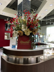 Kessler red bag floral display