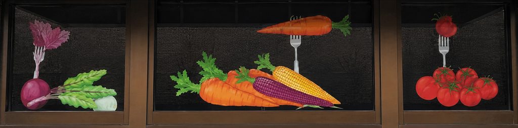 Kroger Grocery Green Vegetable Window Display